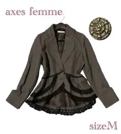 axes femme テーラードジャケット M レース フリル 薔薇 ボタン