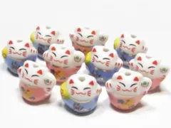 招き猫　トンボ玉　１０個セット　とんぼ玉　宝船　２色×５個