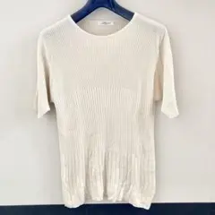涼感シルク100% サマーニット　アイボリー　レディース　トップス　無地　上品