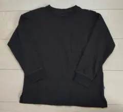 黒 無地 長袖Tシャツ 胸ポケット付き 120cm