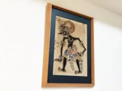 ハンドペイント布絵 ワヤン・クリ 影絵 インドネシア 美術品インテリア 伝統工芸