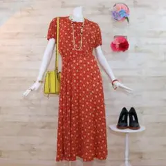 KANEKO ISAO ベルテッドワンピース XL 唐草模様 くるみボタン