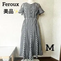 【洗える】フェルゥ　ギンガムチェックワンピース　M 黒　Feroux