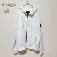 g-stage （48）ホワイト　ニットパーカー ストライプ　ジップパーカー