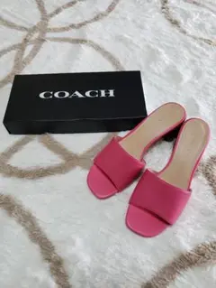 COACH コーチ マギーレザーサンダル ホットピンク ウッドソール
