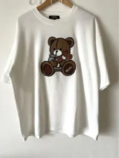 Double focus Snugglyくまbear刺繍Tシャツオーバーサイズ