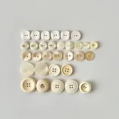 レトロ ボタン ホワイト系 セット 多様なサイズとデザイン 31個