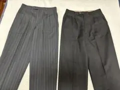 【CHELSEA】グレー ストライプ プリーツ スラックス 2点セット