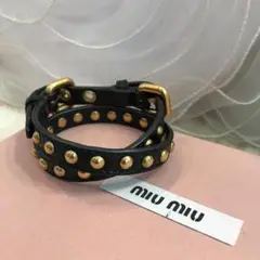 miumiu ブレスレット レザー スタッズ 2連