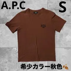 A.P.C. アーペーセー 刺繍 ロゴ 半袖 Tシャツ　S 茶色　ブラウン