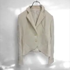 B2》クリスチャンオジャール　 フリンジテーラード　サマージャケット　アイボリー