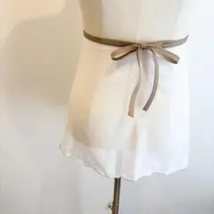 【ジュニアサイズ】ホワイト×ベージュ　バレエ巻きスカート