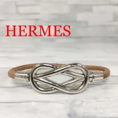 N⑩HERMES エルメス ブレスレット レディース レザー ブラウン シルバー