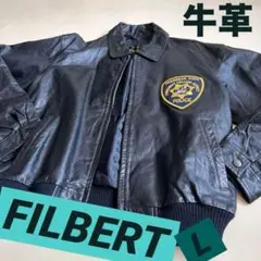 美品　FILBERT 牛革　革ジャン　メンズL ポリスワッペン黒ブラック