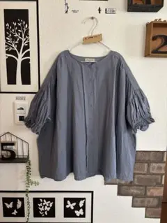 美品★袖ボリュームブラウス＊ブルー