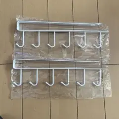 ホワイト金属フック 6フック×2枚セット