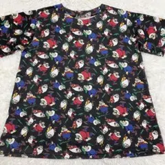 状態良珍品白雪姫小人総柄tシャツディズニーdisneyブラックサイケヒッピー
