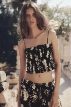 H&M タイストラップシャーリングトップス　S