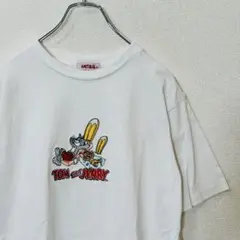 【トムとジェリー】 ANTIBAL Tシャツ Mサイズ 刺繍 ホワイト