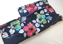 浴衣 レディース 花柄 椿柄 タイダイ染め ネイビー 紺色 藍色