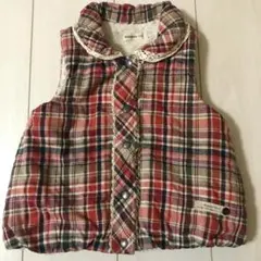 【キムラタン】中綿 ボア ベスト☆100cm 女の子 チェック柄