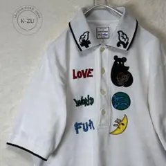 カステルバジャック　Castelbajac 刺繍　半袖ポロシャツ　白