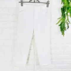 リミックス【36】リネン混薄手ストレッチハーフパンツ 春夏 ミモレ丈 綿 古着