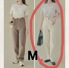 しまむら collin こりん ウエストウェーブデニム アイボリー　M 白