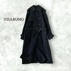 ビサルノ スプリングコート トレンチ ベルトつき 黒 ロング メンズアウター