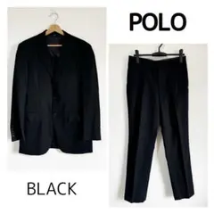 POLO メンズ スーツ 黒 ブラック ストライプ ビジネス L