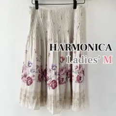 HARMONICA ひざ丈 スカート 花柄 ベージュ Mサイズ 匿名配送