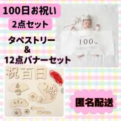 2点　ニューボーンフォト　100日祝い　セルフ撮影　タペストリー　木製バナー