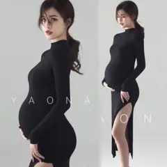 マタニティドレス マタニティ衣装 マタニティフォト 妊婦 妊娠　ブラック2