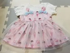 キムラタン＊クーラクール＊アイスクリーム柄のピンクトップス＊90＊半袖＊夏