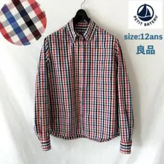 良品 プチバトー 長袖シャツ 12ans 152cm チェック