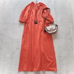 美品 ビューティーアンドユース コットンボイル ギャザーワンピース