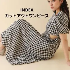 index (インデックス) カットアウトギンガムチェックワンピース