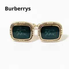 美品　Burberry　カフスボタン　ホース　馬　グリーン　ゴールド