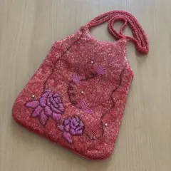フォーマル ビーズ刺繍 トートバッグ ピンク系