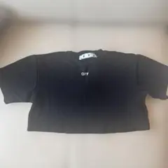 オフホワイトクロップドTシャツ ブラック