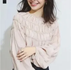 basement online シャーリングブラウス　pink