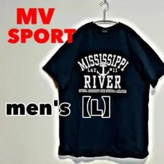E244【MV SPORT】半袖プリントTシャツ【L】 ネイビー