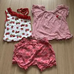 いちご柄タンクトップ　Tシャツ　スヌーピーショートパンツセット　95センチ
