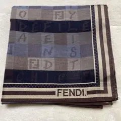 【未使用品】FENDI チェック柄 ハンカチ 約45㎝