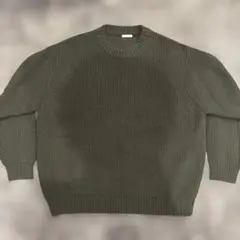 ダークグリーン クルーネックニット GU 【Lサイズ】