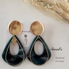 ▪アクリルチャーム×雫フープ×メタルチャームカボションピアス/イヤリング1点のみ