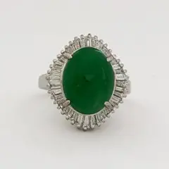 Pt900 ヒスイ リング H4.32ct D1.06ct 14号