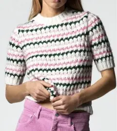 ZARA ボーダー ニットセーター 半袖　マルチカラー