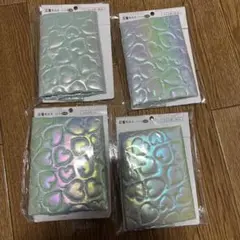 セリア　圧着キルト　ハート　オーロラ　グリーン 4点