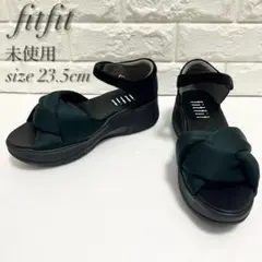 【未使用】フィットフィット クッションツイストサンダル 外反母趾 黒 緑